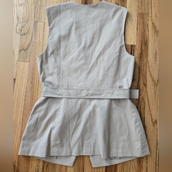 Tribal sleeveless tailored blazer with tie waist Khaki Collared Size 6 Vest - Picture 2 of 4